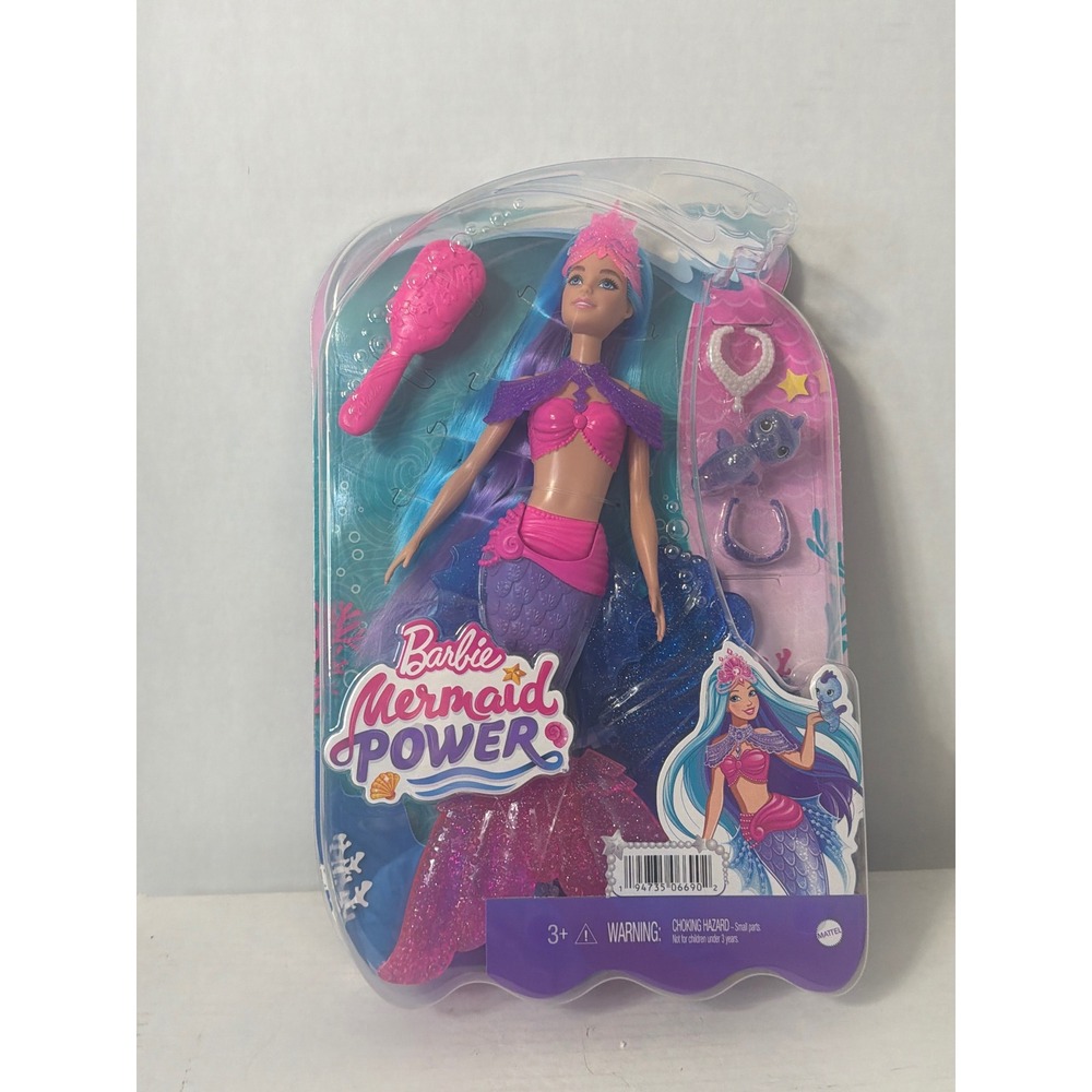 Mattel Barbie Mermaid Power Doll Blue Purple Hair Seahorse HHG52 New NIB